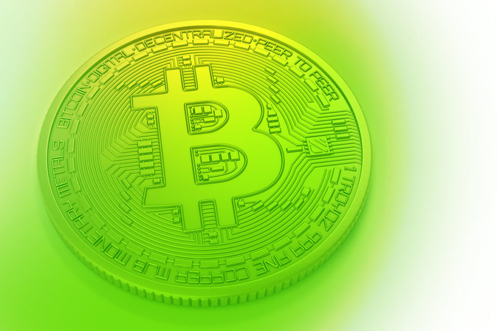 round coin with Bitcoin logo design