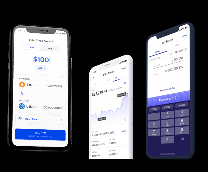 screenshots of crypto interest apps on mobile phones